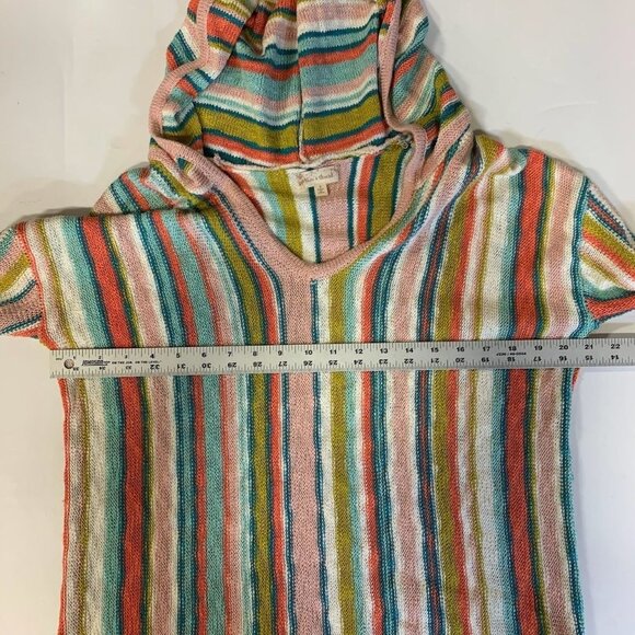 Hem & Thread Women's Rainbow Pastel Knit Long Sleeve Pullover Hoodie Size S - Picture 10 of 12